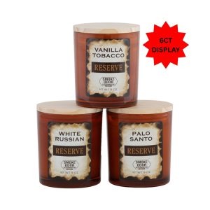 TOP SMOKE ODOR CANDLE RESERVE MIXED CASE 9OZ (VANILLA TOBACCO /PALO SANTO/ WHITE RUSSIAN) -BOX OF 6PCS