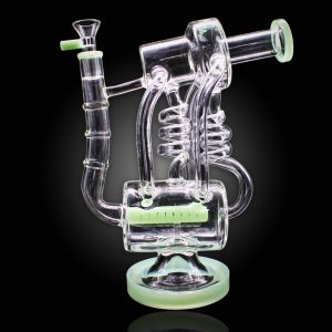 10'' ALPHA ECOSCOPE RIG PERC WATER PIPE GREEN CYAN