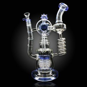12'' ALPHA DUAL COIL WITH INLINE PERCULATOR WATER PIPE DARK BLUE