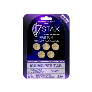 7STAX 7-HYDROXY TABLET (100MG PER TAB) TOTAL 500MG 5CT PK GRAPE –BOX OF 10 PACK