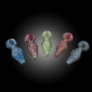 3'' FRIT DUST LEAF DESIGN MIX COLOR HAND PIPE 15CT JAR