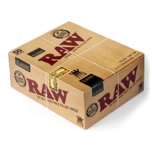 RAW KINGSIZE SLIM CLASSIC ROLLING PAPERS 32 LEAVES PER PACK -50 PACK PER BOX