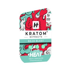 STRAIGHT HEAT KRATOM EXTRACTS TABLETS (200MG PER TAB) 600MG TOTAL BAJA BLAST 3CT PACK -BOX OF 10 PACK