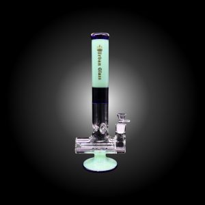 16" URBAN GLASS INLINE PERCULATOR WATER PIPE JADE GREEN & BLUE