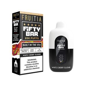 FRUITIA X FIFTY BAR DISPOSABLE 20000PF WHITE CHERRY SLUSHIE -BOX OF 5
