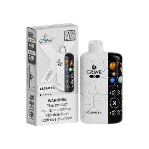 CRAVE PLUS X ULTRA SLIM DISPOSABLE 40000PF CLEAR 5% - BOX OF 5 (25000PF PULSE MODE-3D CURVED SCREEN)