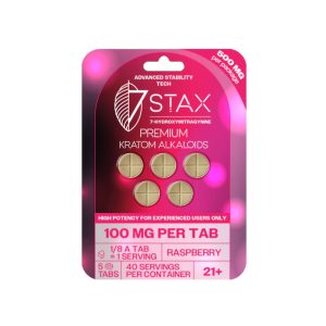 7STAX 7-HYDROXY TABLET (100MG PER TAB) TOTAL 500MG 5CT PK RASPBERRY –BOX OF 10 PACK