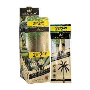 KING PALM 2 SLIM ROLLS (1.5GM EACH) 2CT POUCH -BOX OF 20 POUCHES
