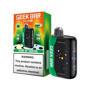 GEEK BAR PULSE X DISPOSABLE 25000PF PEAR OF THIEVES -BOX OF 5 (15000PF PULSE MODE-3D CURVED SCREEN)