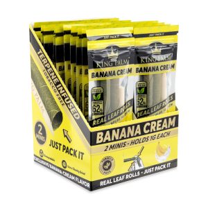 KING PALM 2 MINIS ROLL 1GM EACH BANANA CREAM 2CT PACK -BOX OF 20 POUCHES