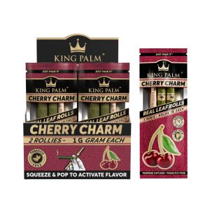 KING PALM 2 MINI ROLLS (1GM EACH) SQUEEZE & POP CHERRY CHARM 2CT PACK -BOX OF 20 POUCHES