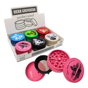 HARD ACRYLIC GRINDER WITH HOTROD MOTORCYCLE THEME 4 PART 80MM -BOX OF 6