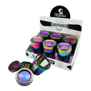 HIPSTER MANDALA DESIGN RAINBOW GRINDER WITH CLEAR VIEWING WINDOWS 4 PART 62MM -BOX OF 6