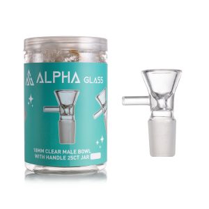 ALPHA 18MM CLEAR MALE BOWL WITH HANDLE 25CT JAR