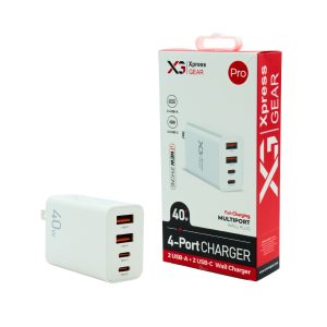 XPRESS GEAR PRO HOME CHARGER 4-PORT 2 USB-A + 2 USB-C (40W) -822(NEW)
