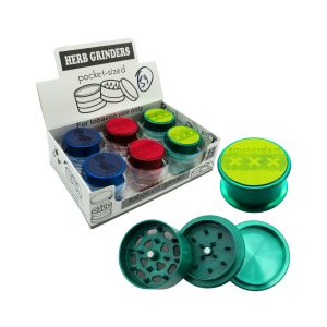 LEATHERED MIX LOGOS ON TOP GRINDER 50MM 3 PART -BOX OF 12