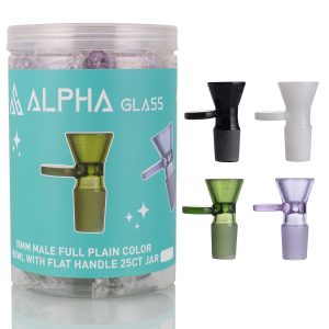 ALPHA 18MM MALE FULL PLAIN COLOR BOWL WITH FLAT HANDLE 25CT JAR