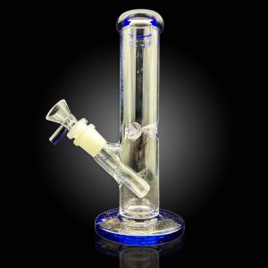 8'' INDIGO STRIGHT TUBE WITH COLORED MOUTH PIECE -BLUE