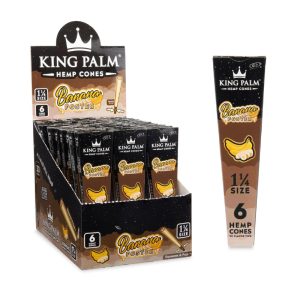 KING PALM HEMP CONES 1.25 BANANA FOSTER 6CT PACK 30 PACK PER BOX