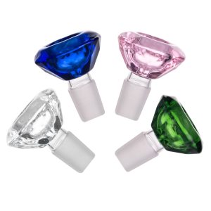 ALPHA GLASS 18MM MALE DIAMOND DESIGN MIXED COLOR BOWL 20CT JAR (GB72-18MM)