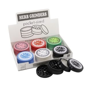 HARD ACRYLIC GRINDER WITH WALL CLOCK THEME GRINDER 4 PART 80MM -BOX OF 6