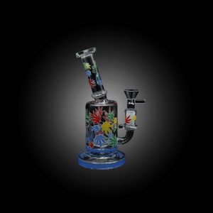 7'' LEAF PRINTED NECK BENT WATER PIPE BLUE