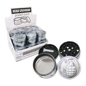 ETCHED LOGO GRENADE & SKULL MIXED GRINDER 4 PART 50MM -BOX OF 12
