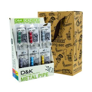 D&K ZINC ALLOY METAL PIPE WITH GRINDER AND SCREEN -BOX OF 24