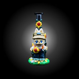 9'' 3D LBUBU WITH SUNFLOWER HAND PAINTED WATER PIPE BLACK