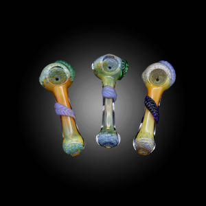4.5'' FRIT FUME WITH ATTACHED LEAF HAND PIPE 10CT JAR