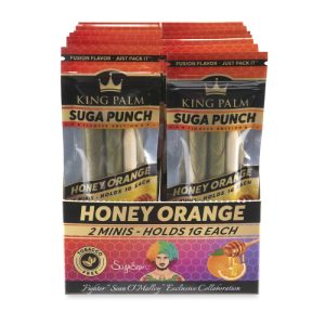 KING PALM 2 MINI ROLLS (1GM EACH) SQUEEZE & POP SUGA PUNCH - HONEY ORANGE 2CT PK -BOX OF 20 PACK