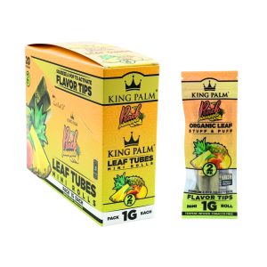 KING PALM 2 MINI ROLLS (1GM EACH) SQUEEZE & POP PEACH PINEAPPLE 2CT PK -BOX OF 20 PACK