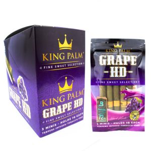 KING PALM 5 MINI ROLLS (1GM EACH) GRAPE HD 5CT POUCH -BOX OF 15 POUCHES