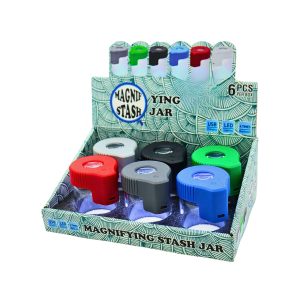 MAGNIF STASH MAGNIFYING JAR WITH LED LIGHT & USB MIXED COLOR -BOX OF 6 PCS (SP024)