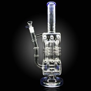 15'' ALPHA BARREL SPIRAL BLAST RECYCLER WATER PIPE DARK BLUE