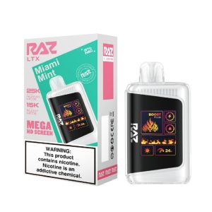 RAZ DISPOSABLE LTX25000PF MIAMI MINT -BOX OF 5 (15000PF BOOST MODE)