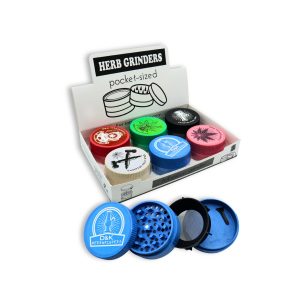 HARD ACRYLIC GRINDER WITH HERBAL THEME GRINDER 4 PART 80MM -BOX OF 6