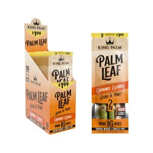 KING PALM STUFF & PUFF PALM LEAF CARAMEL CLOUDS MINI 1GM ROLL 2PK - 10 PER BOX
