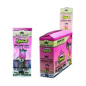 KING PALM 2 MINI ROLLS (1GM EACH) ORGANIC LEAF SQUEEZE & POP PINK LEMONADE 2CT PK -BOX OF 20 PACK