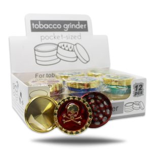 GOLD GRINDER WITH SKULL AND BONE 3 PART 50 MM -BOX OF 12