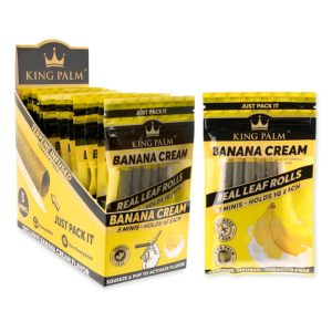 KING PALM SQUEEZE & POP 5 MINI ROLLS (1GM EACH) BANANA CREAM 5CT POUCH -BOX OF 15 POUCHES
