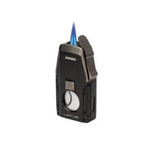 LOTUS STARSHIP TWIN TORCH LIGHTER WITH BUILT IN CUTTER BLACK (T8600)