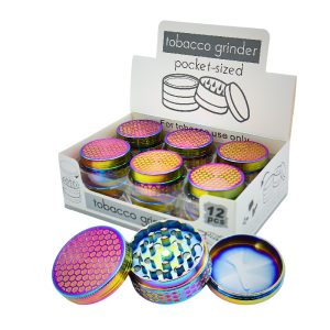 D&K HONEYCOMB SPECTRUM RAINBOW POLISH WITH BEEHIVE THEME GRINDER 3PART 50MM - BOX OF 12