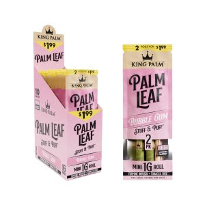 KING PALM STUFF & PUFF PALM LEAF BUBBLE GUM MINI 1GM ROLL 2PK - 10 PER BOX