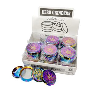 RAINBOW POLISH WITH AMSTERDAM LEAF AND LOGO GRINDER 4PART 55MM -BOX OF 12