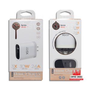 XPRESS GEAR HOME CHARGER DUAL PORT USB-C+USB 2.4A -822