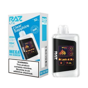 RAZ DISPOSABLE LTX25000PF CLEAR SAPPHIRE 5% -BOX OF 5 (15000PF BOOST MODE)