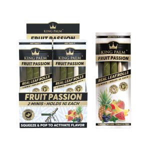 KING PALM 2 MINI ROLLS (1GM EACH) SQUEEZE & POP FRUIT PASSION 2CT PK -BOX OF 20 PACK