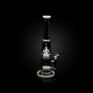 ALPHA 16'' ALPHA DOUBLE SHOWER HEAD DUAL CYLINDER CHAMBER WITH INLINE MUSHROOM PERC CHROME GREEN