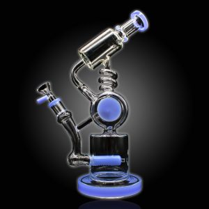 12'' ALPHA DOUBLE BARREL WITH COIL WATER PIPE SLIME BLUE